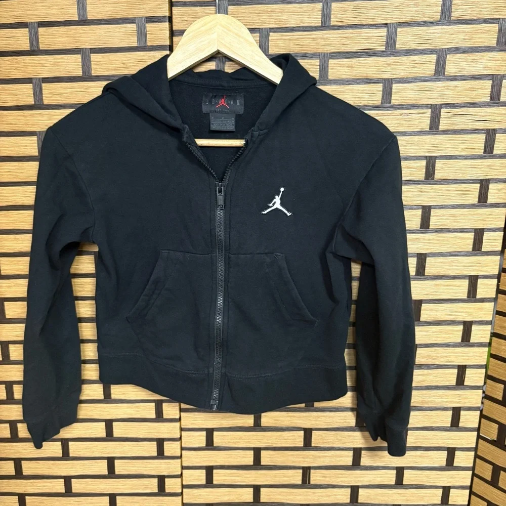 Jordan Black Zip Up Hooded‎ Jacket Size Medium